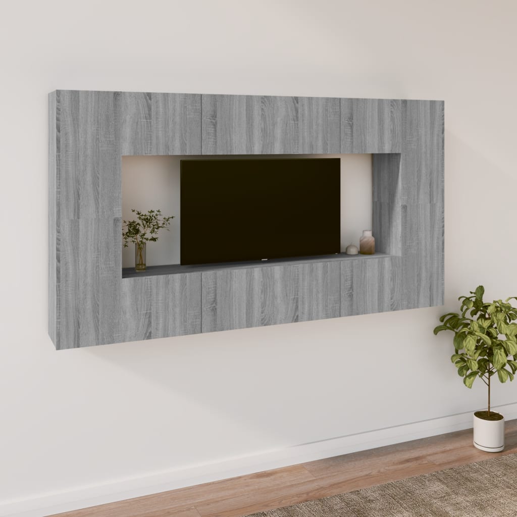 8 Piece Tv Cabinet Set Engineered Wood