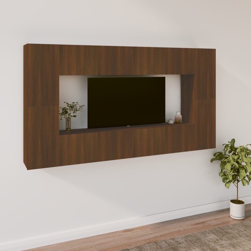8 Piece Tv Cabinet Set Engineered Wood