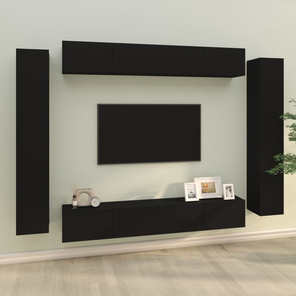 8 Piece Tv Cabinet Set Engineered Wood