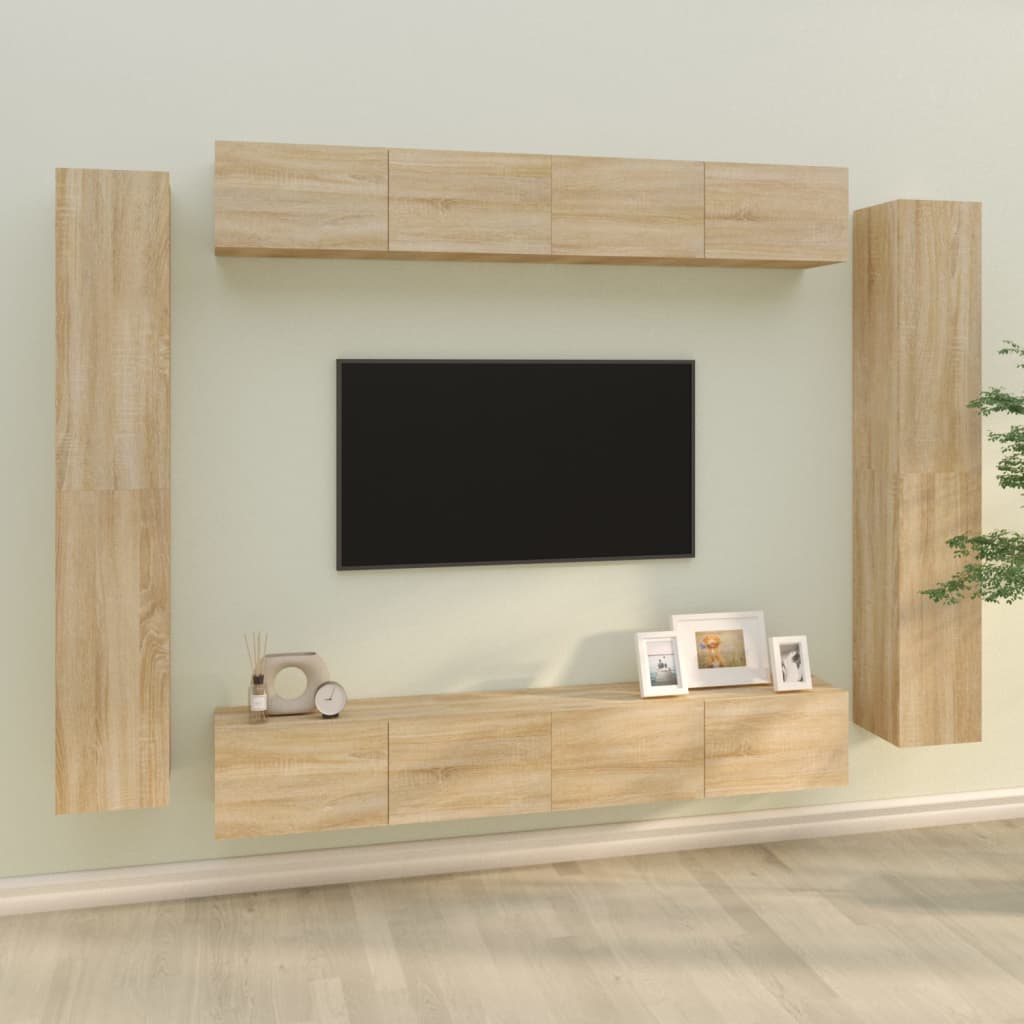 8 Piece Tv Cabinet Set Engineered Wood