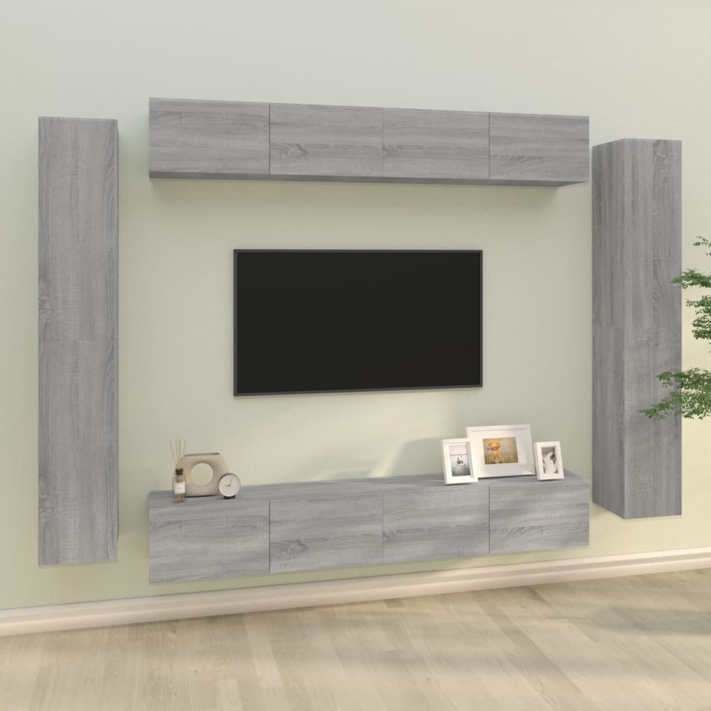 8 Piece Tv Cabinet Set Engineered Wood