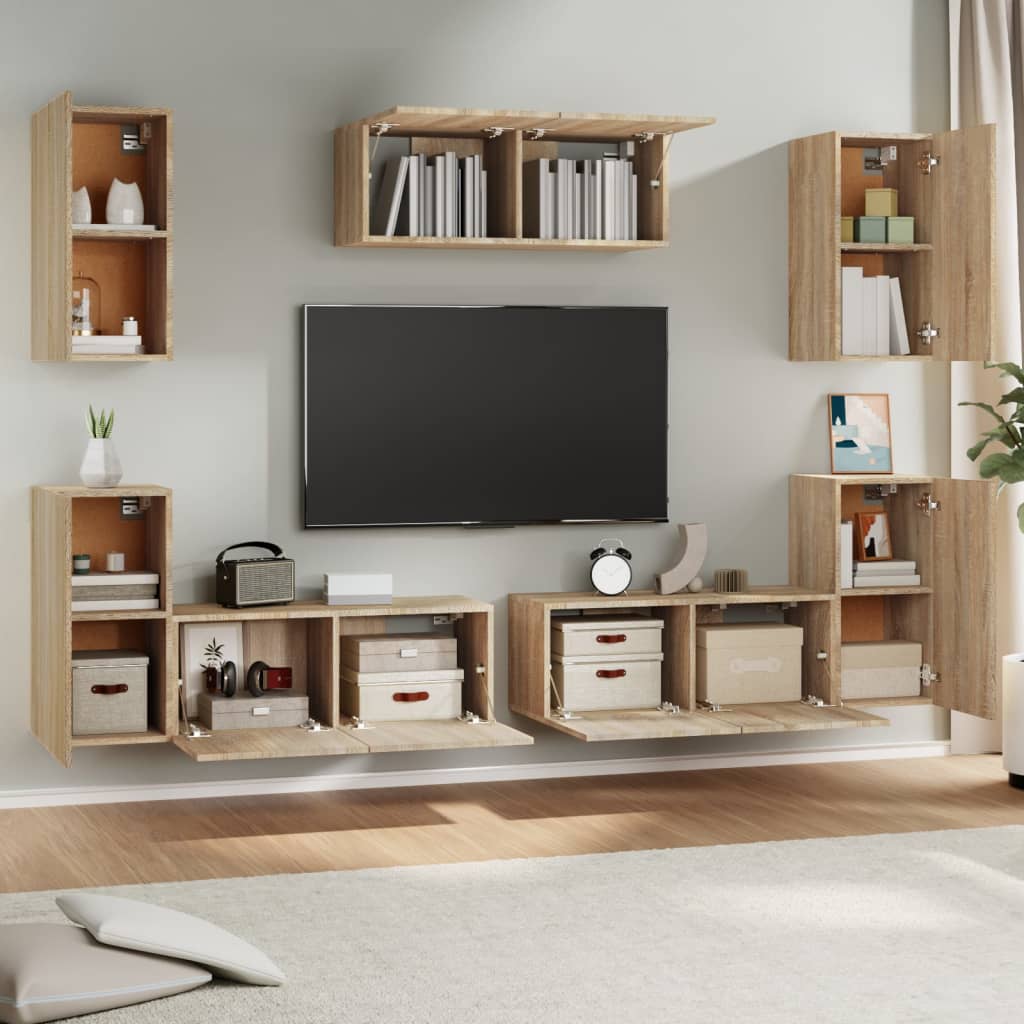 7 Piece Tv Cabinet Set Engineered Wood