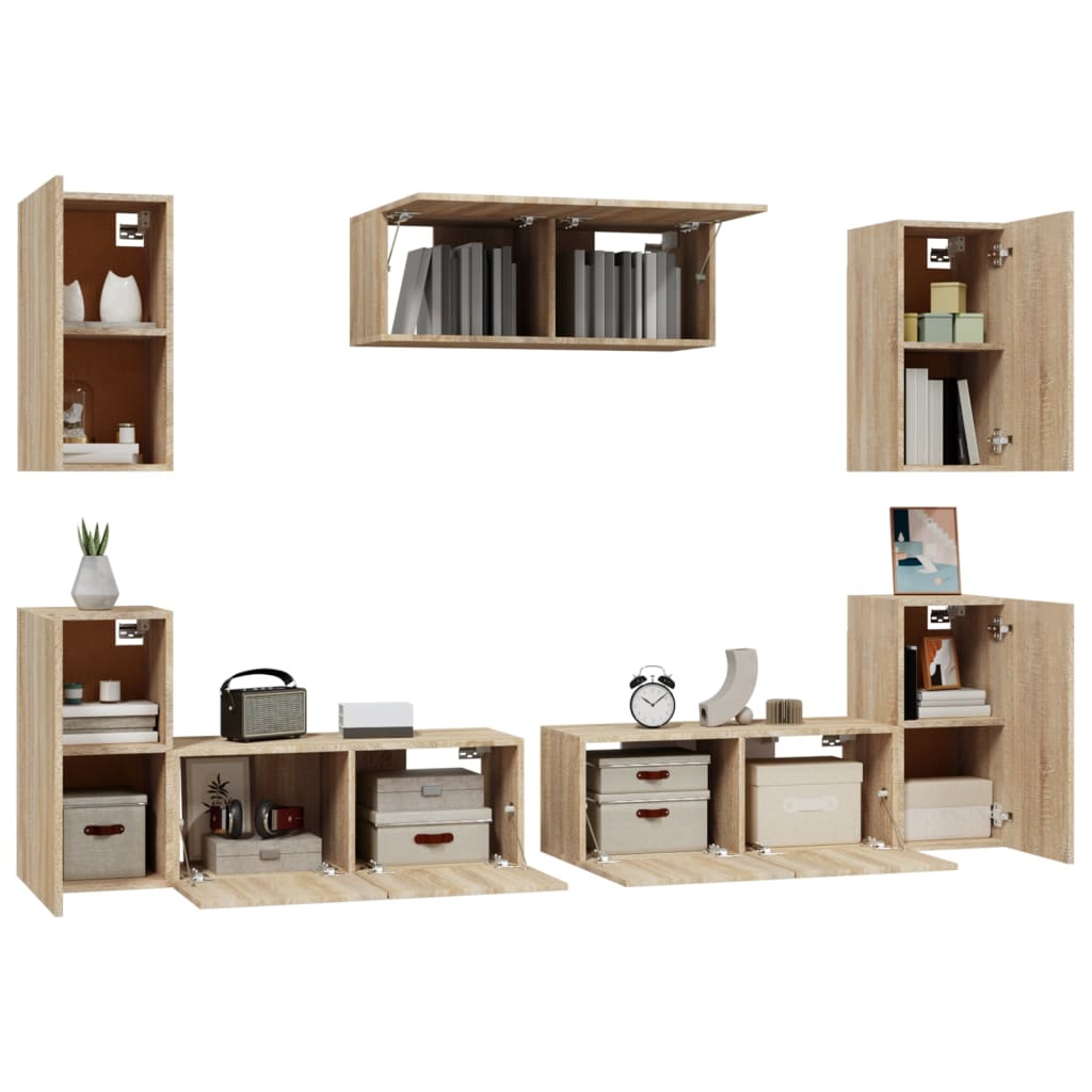 7 Piece Tv Cabinet Set Engineered Wood