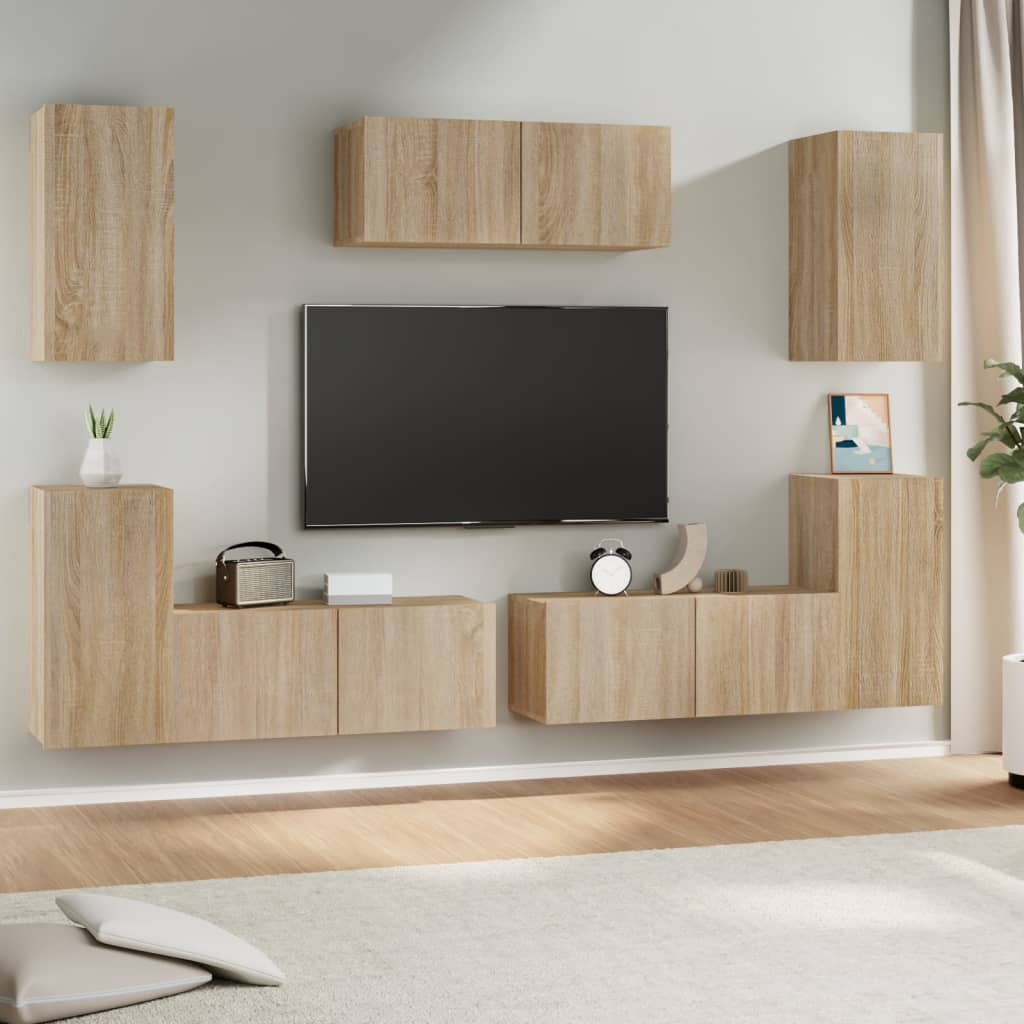 7 Piece Tv Cabinet Set Engineered Wood