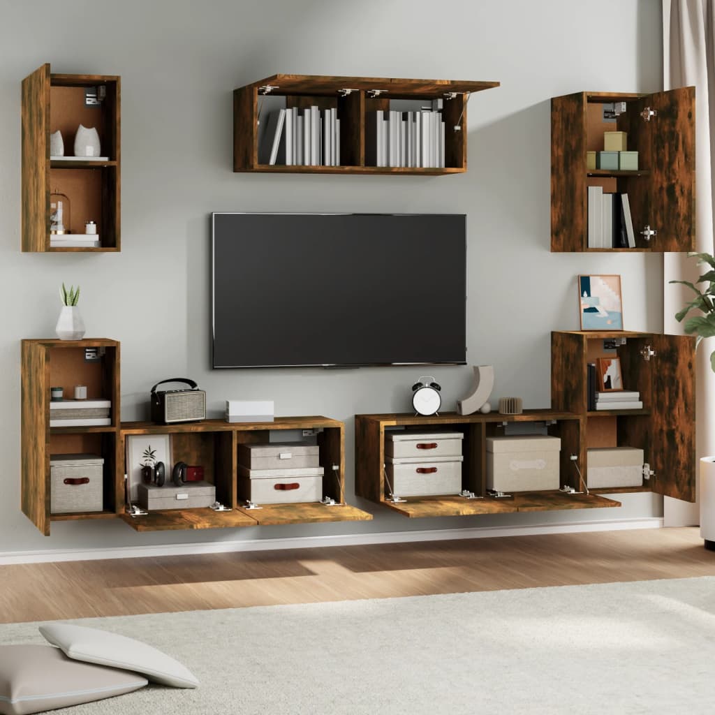 7 Piece Tv Cabinet Set Engineered Wood