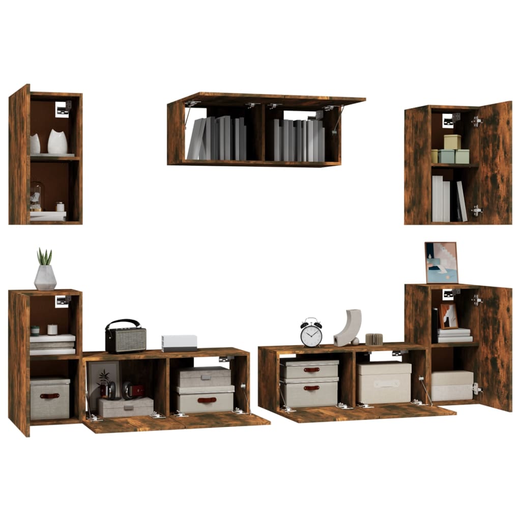 7 Piece Tv Cabinet Set Engineered Wood