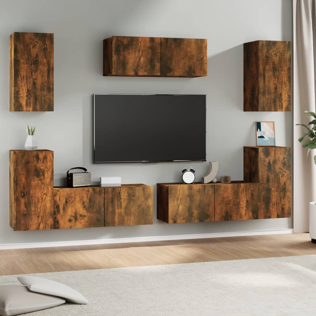 7 Piece Tv Cabinet Set Engineered Wood