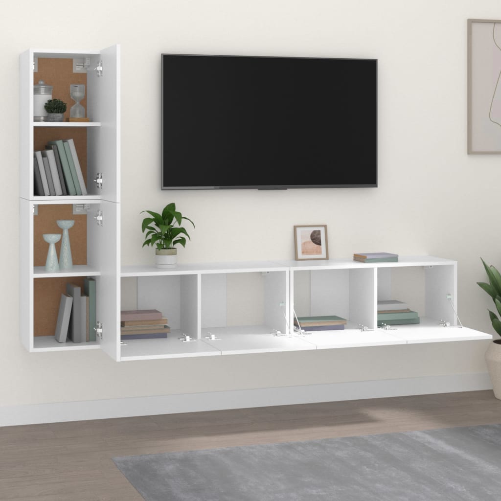 4 Piece Tv Cabinet Set Engineered Wood