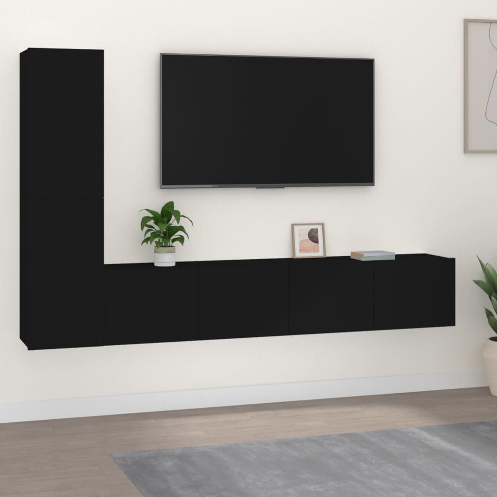 4 Piece Tv Cabinet Set Engineered Wood
