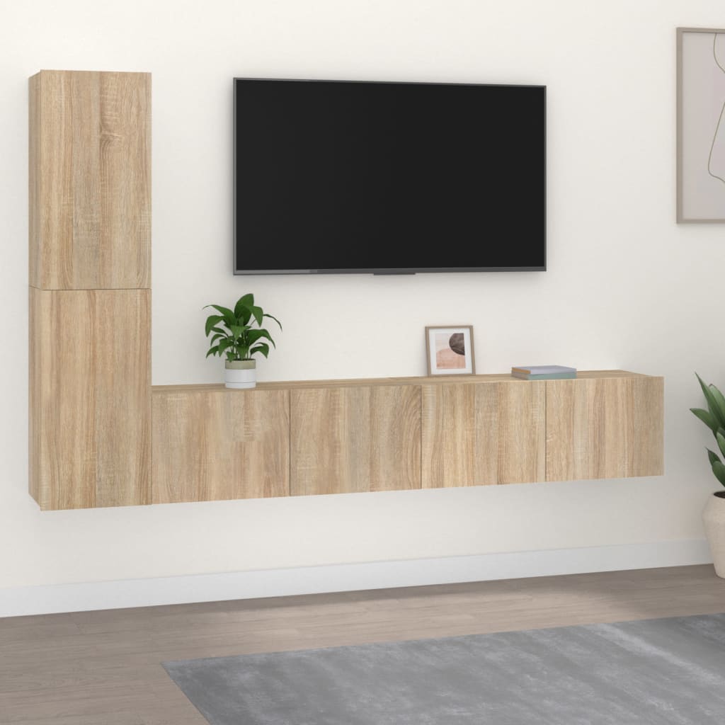 4 Piece Tv Cabinet Set Engineered Wood