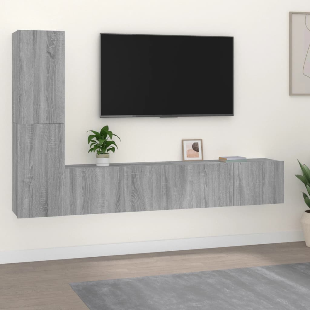 4 Piece Tv Cabinet Set Engineered Wood