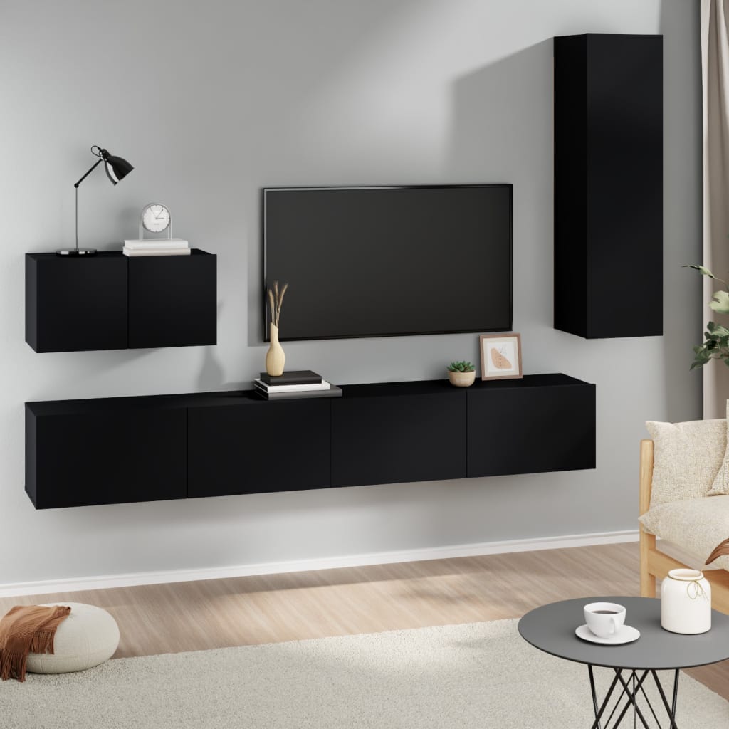 4 Piece Tv Cabinet Set Engineered Wood