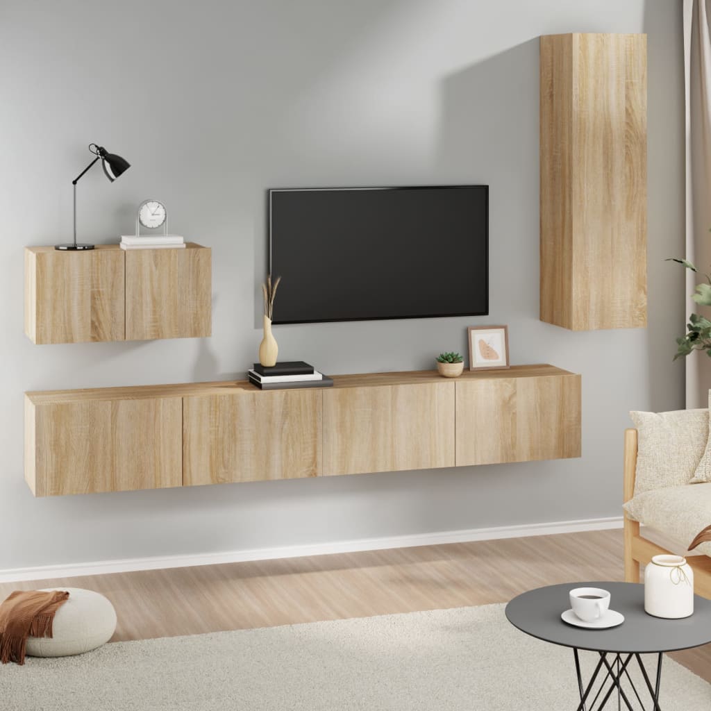 4 Piece Tv Cabinet Set Engineered Wood