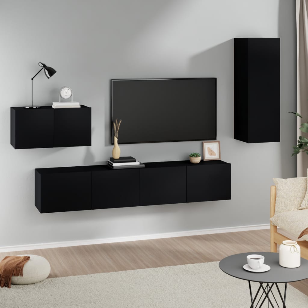 4 Piece Tv Cabinet Set Engineered Wood