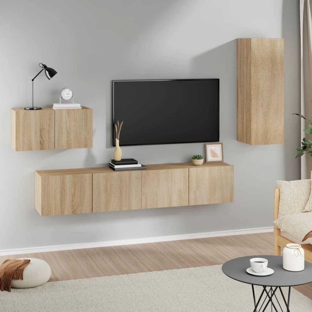 4 Piece Tv Cabinet Set Engineered Wood