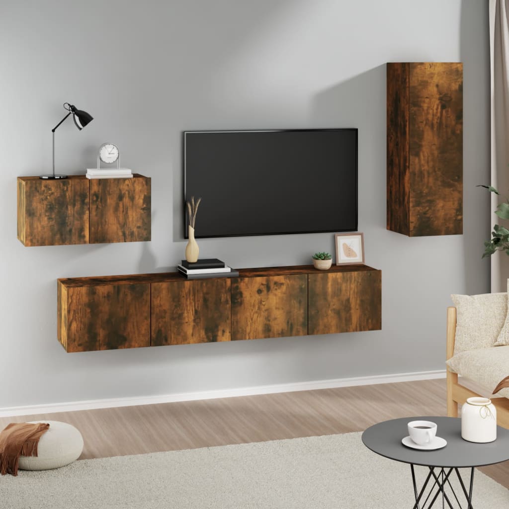 4 Piece Tv Cabinet Set Engineered Wood