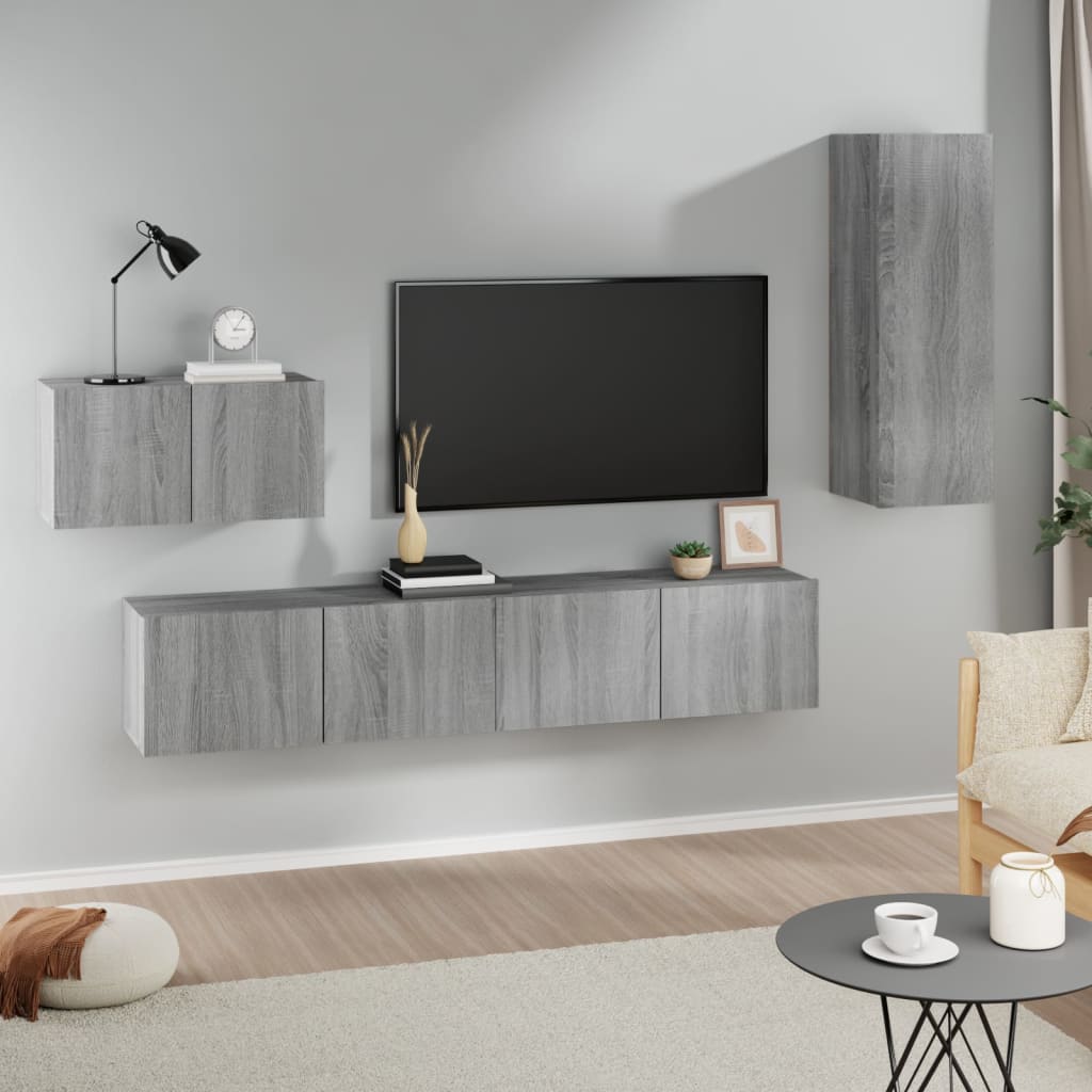4 Piece Tv Cabinet Set Engineered Wood