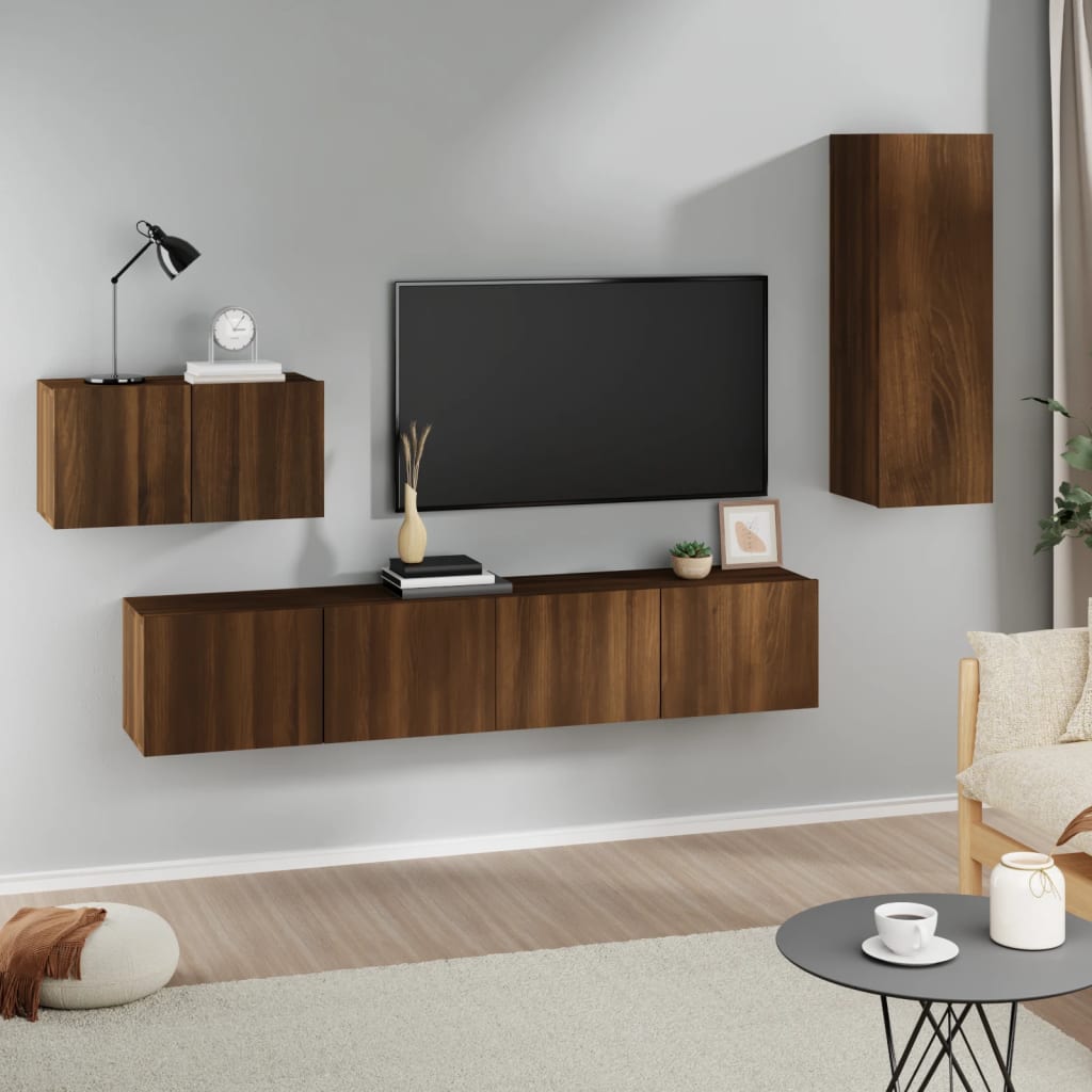 4 Piece Tv Cabinet Set Engineered Wood
