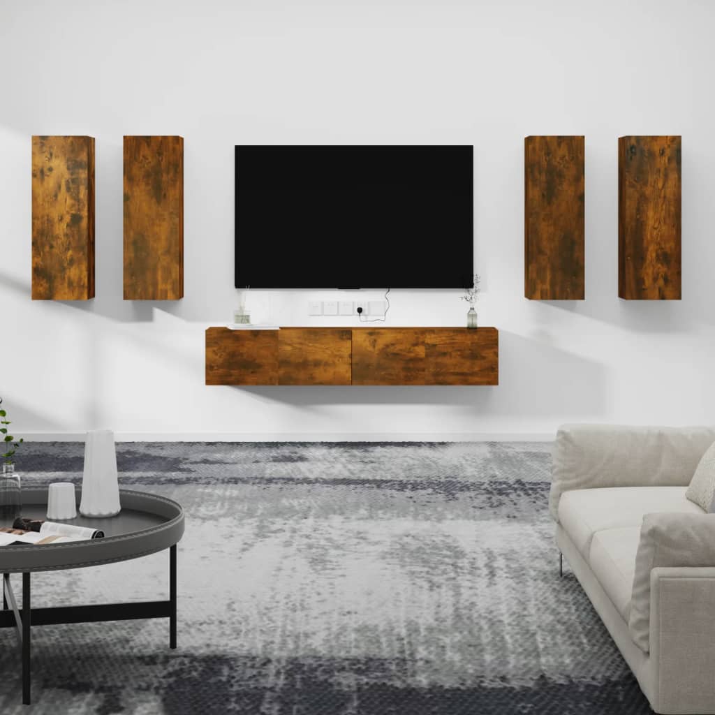 6 Piece Tv Cabinet Set Engineered Wood