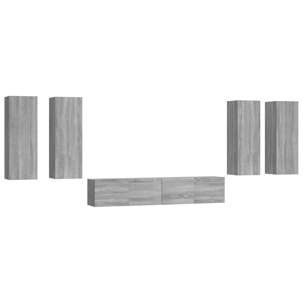 6 Piece Tv Cabinet Set Engineered Wood