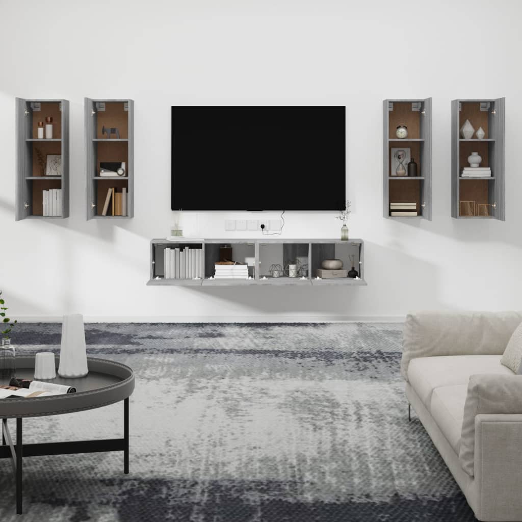 6 Piece Tv Cabinet Set Engineered Wood