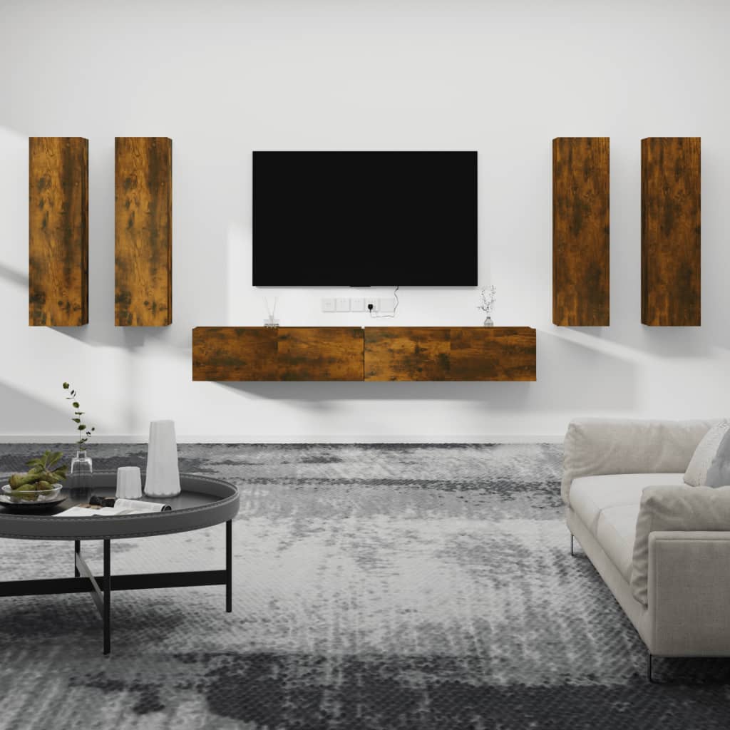 6 Piece Tv Cabinet Set Engineered Wood