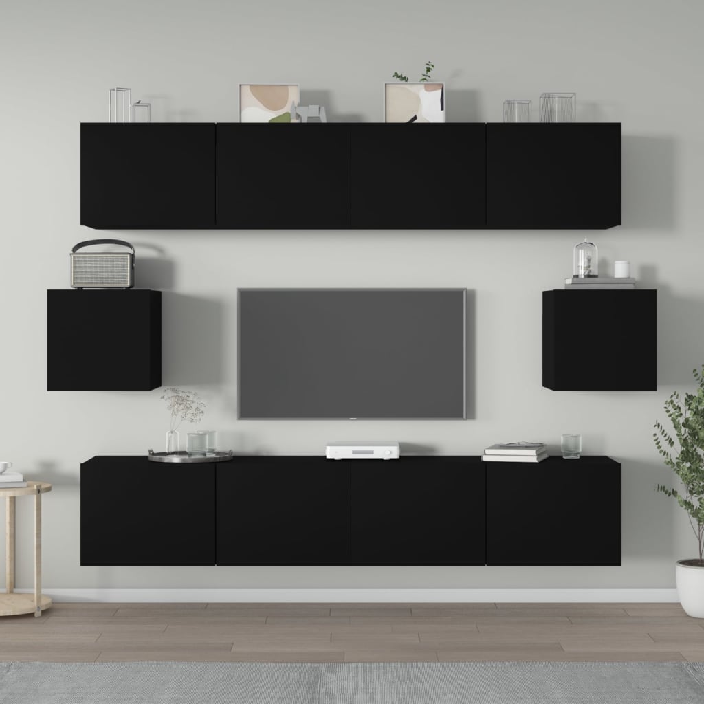 6 Piece Tv Cabinet Set Engineered Wood