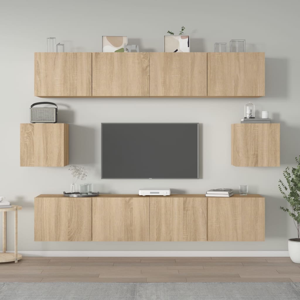 6 Piece Tv Cabinet Set Engineered Wood