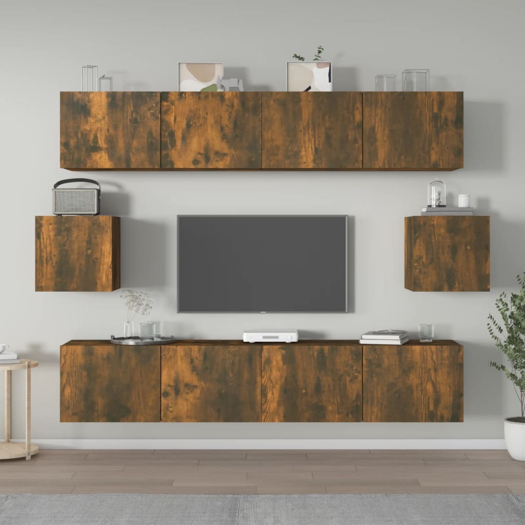 6 Piece Tv Cabinet Set Engineered Wood