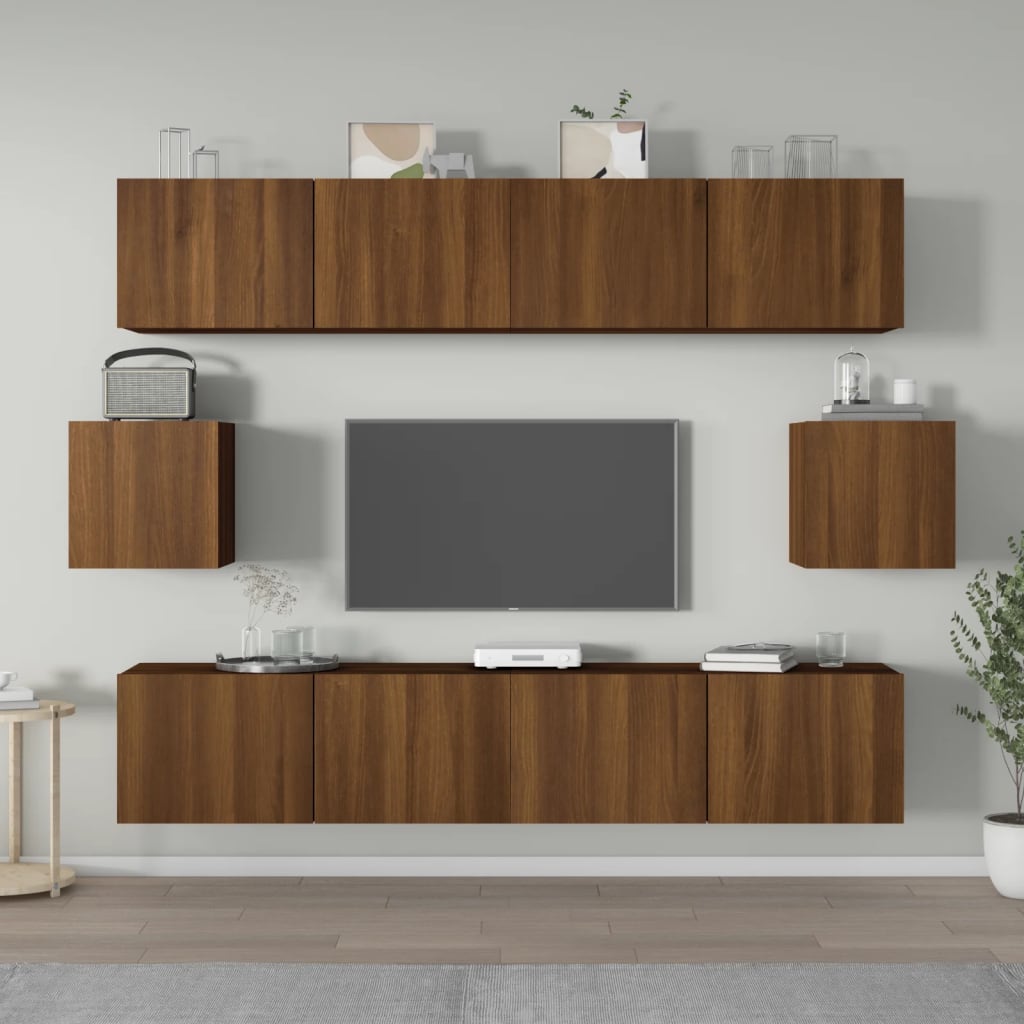 6 Piece Tv Cabinet Set Engineered Wood