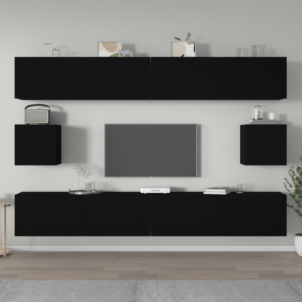 6 Piece Tv Cabinet Set Engineered Wood