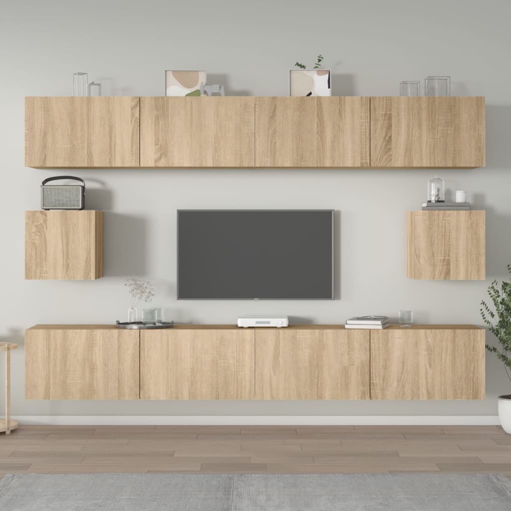 6 Piece Tv Cabinet Set Engineered Wood
