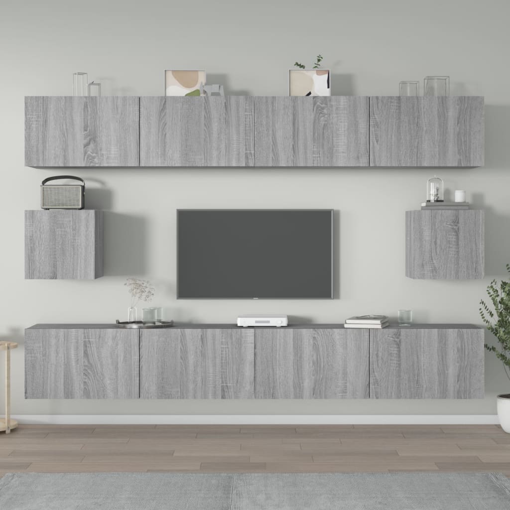 6 Piece Tv Cabinet Set Engineered Wood