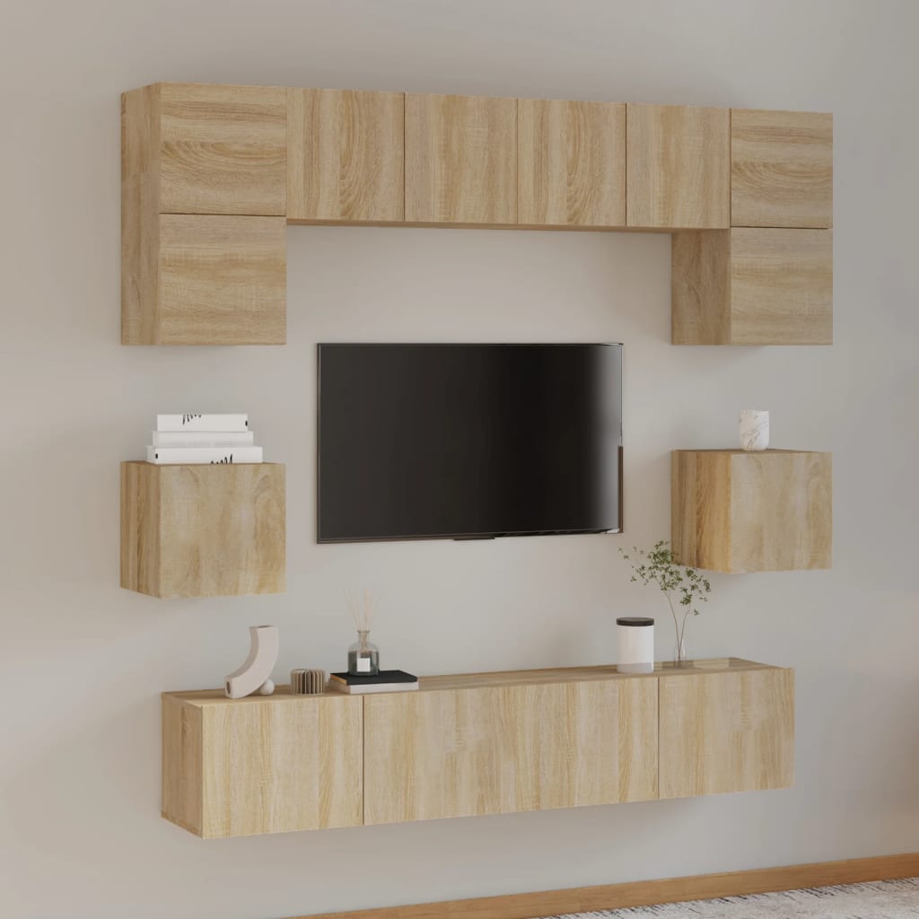 8 Piece Tv Cabinet Set Engineered Wood
