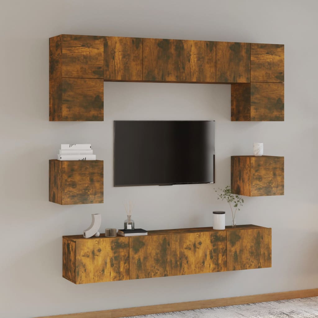 8 Piece Tv Cabinet Set Engineered Wood