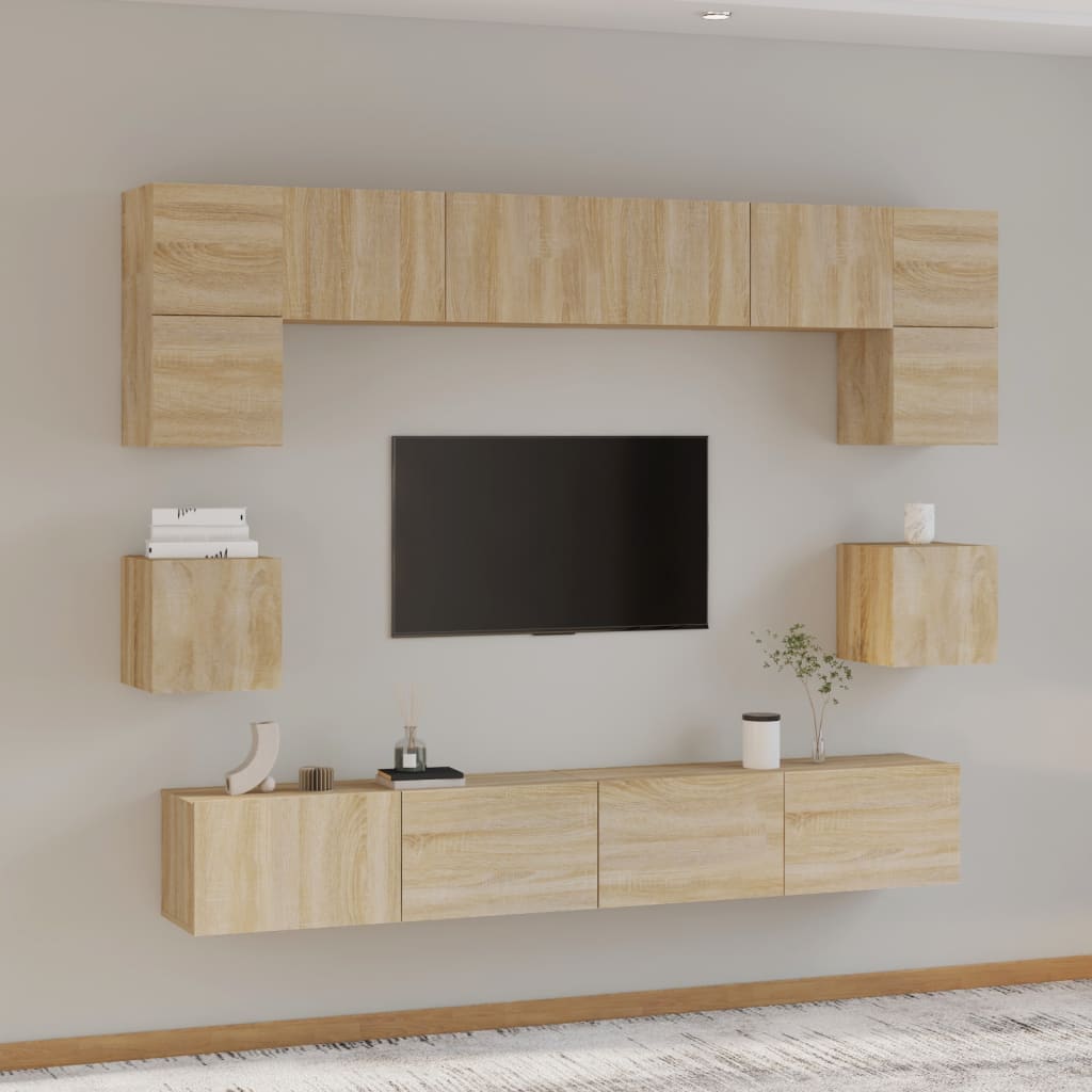 8 Piece Tv Cabinet Set Engineered Wood