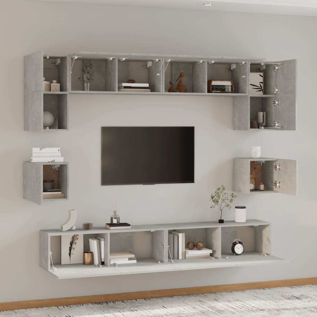 8 Piece Tv Cabinet Set Engineered Wood