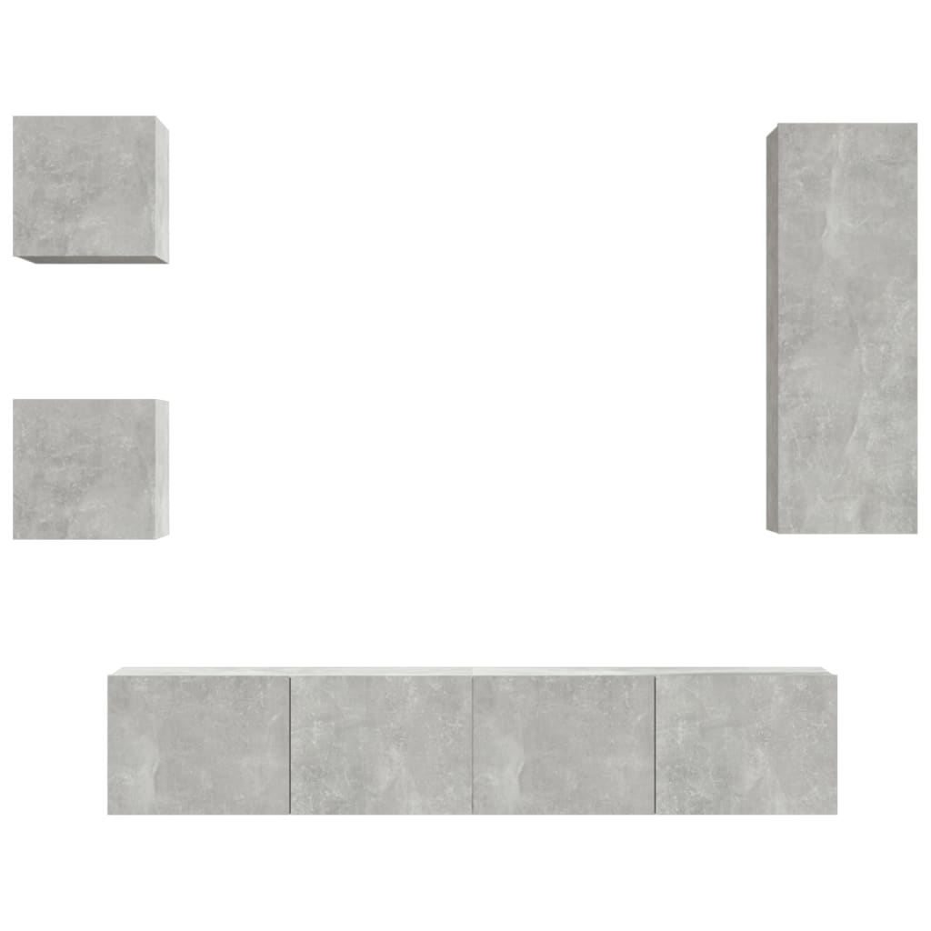 5 Piece Tv Cabinet Set Concrete Grey Engineered Wood