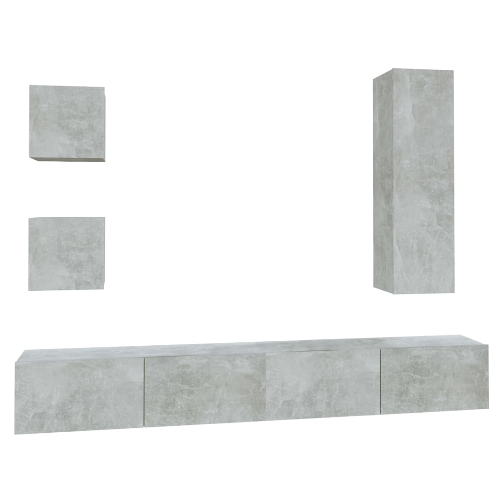 5 Piece Tv Cabinet Set Concrete Grey Engineered Wood