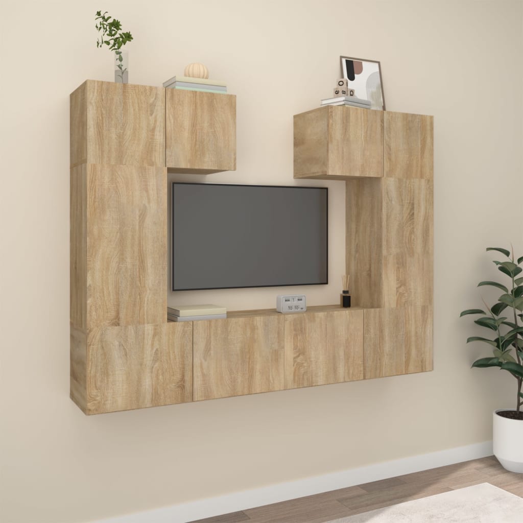6 Piece Tv Cabinet Set Engineered Wood