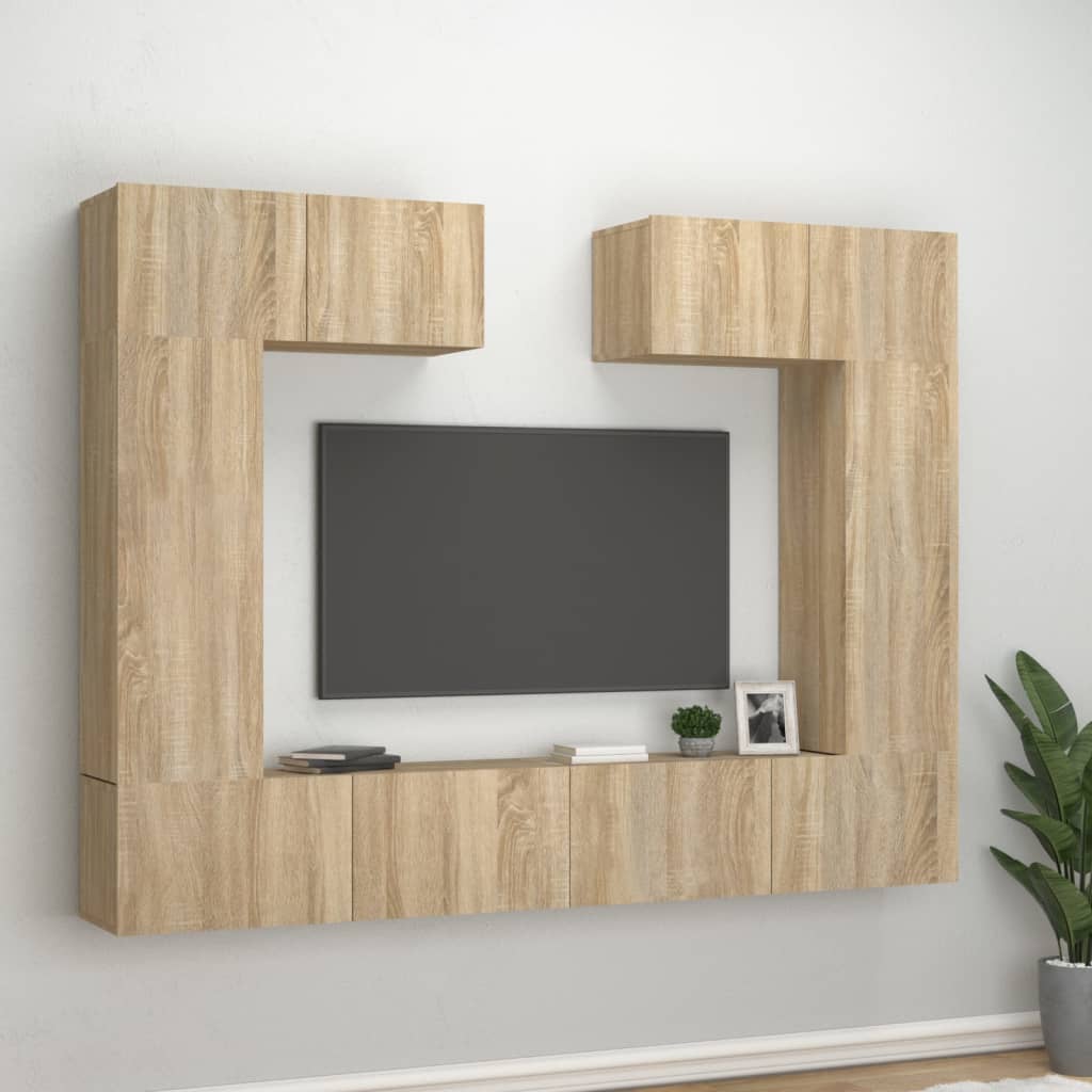 6 Piece Tv Cabinet Set Engineered Wood