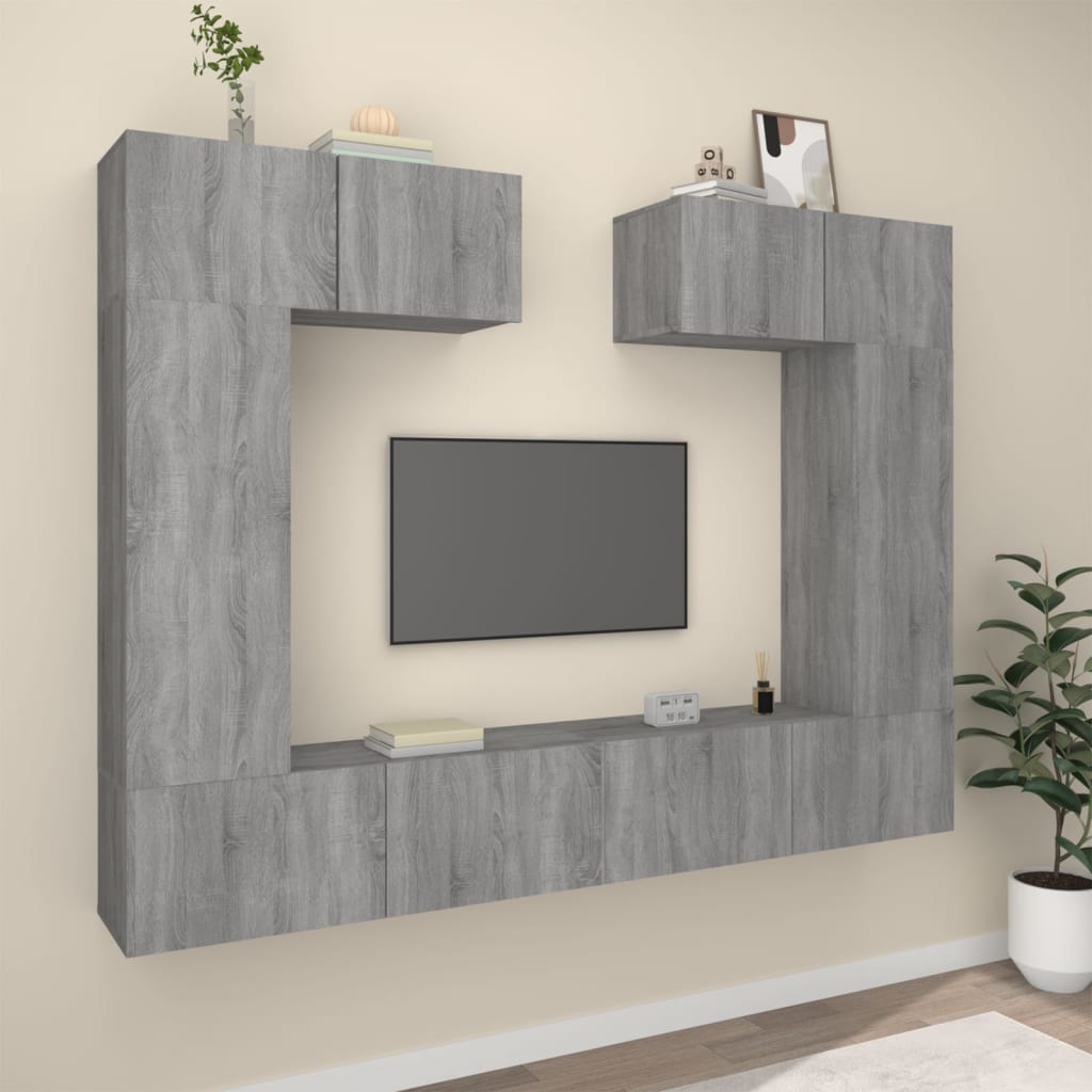 6 Piece Tv Cabinet Set Engineered Wood