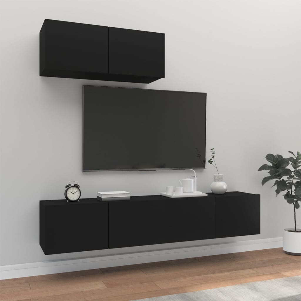 3 Piece Tv Cabinet Set Engineered Wood