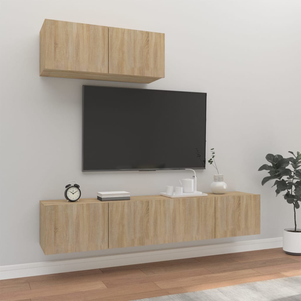 3 Piece Tv Cabinet Set Engineered Wood