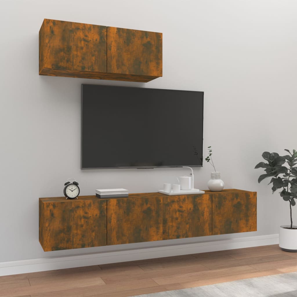 3 Piece Tv Cabinet Set Engineered Wood