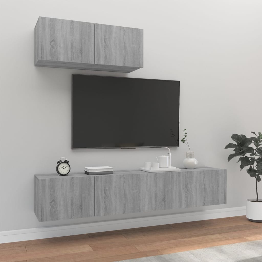3 Piece Tv Cabinet Set Engineered Wood