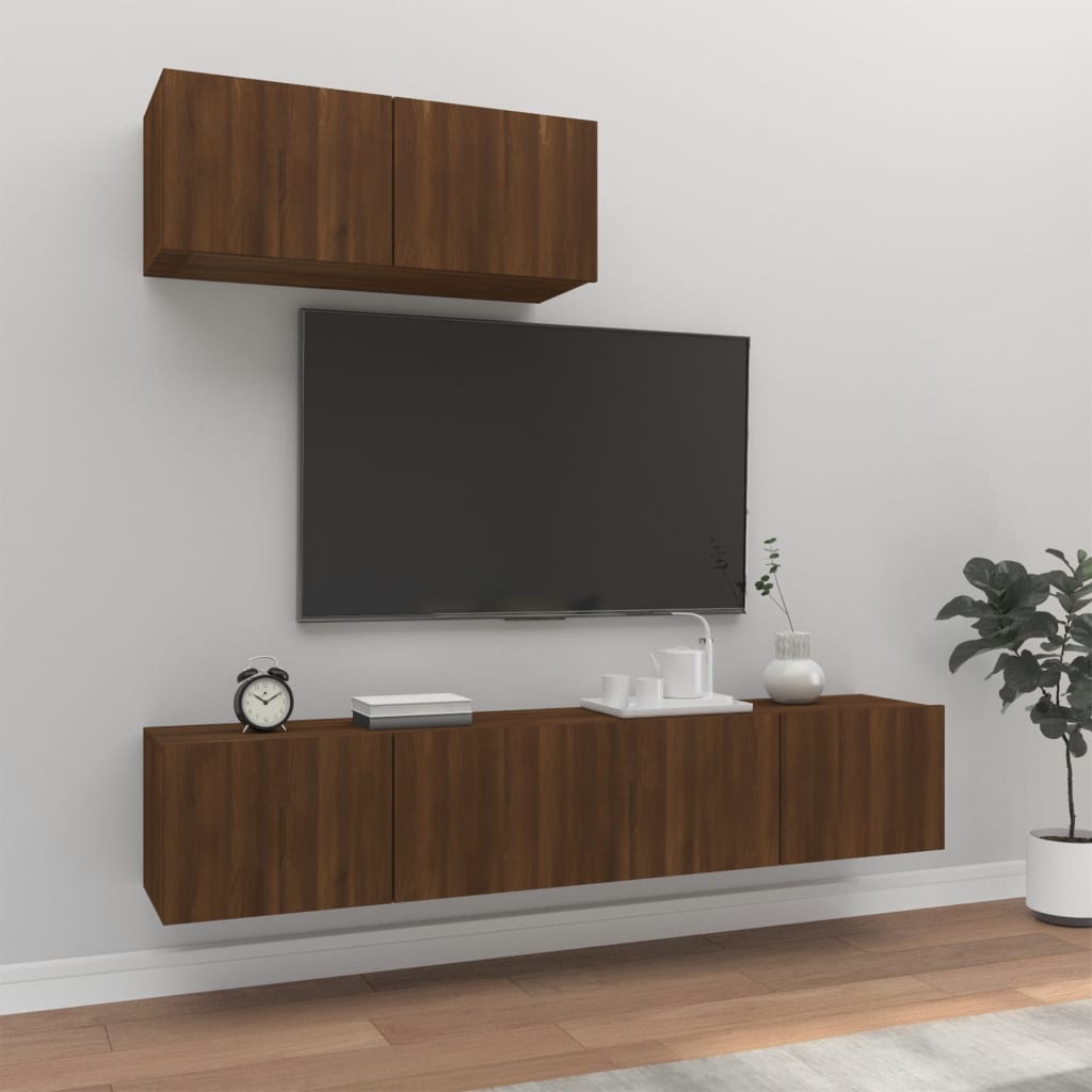 3 Piece Tv Cabinet Set Engineered Wood