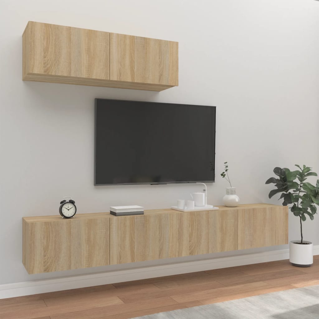 3 Piece Tv Cabinet Set Engineered Wood