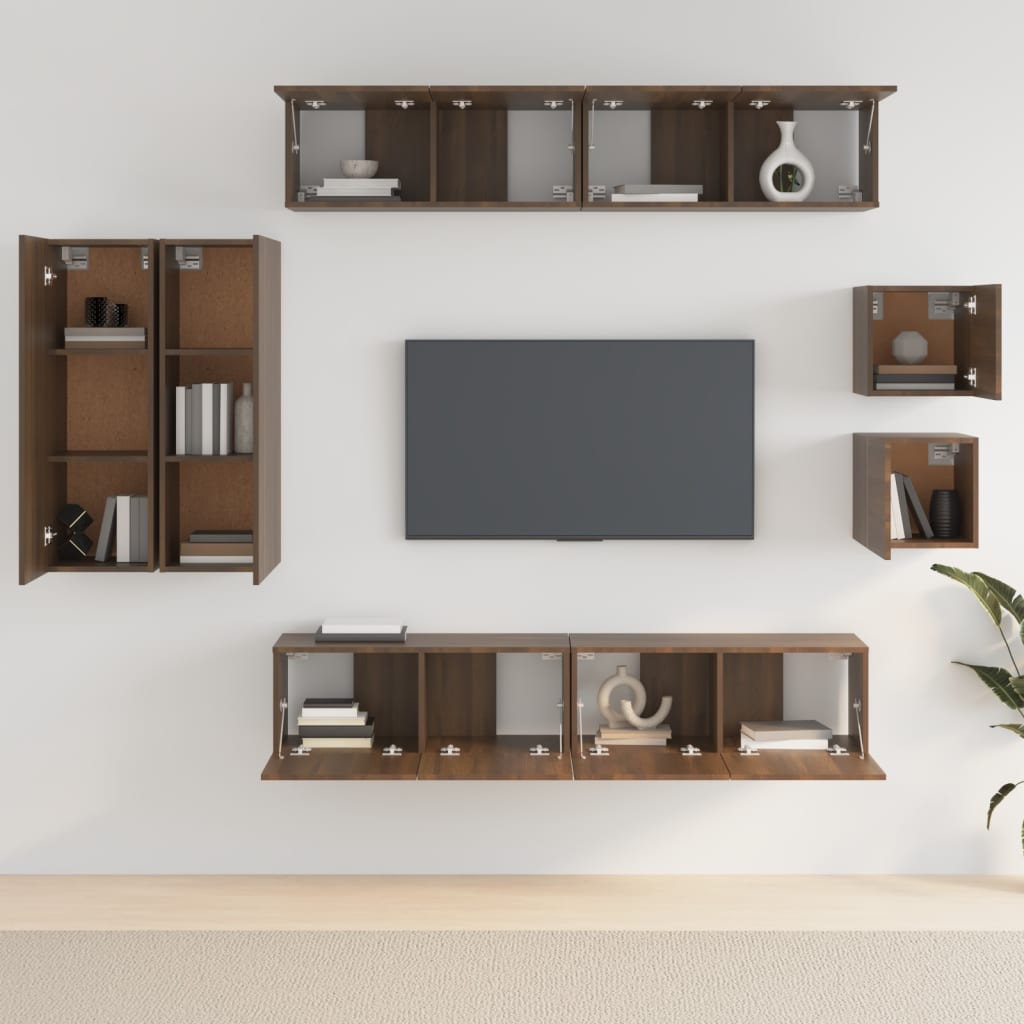 8 Piece Tv Cabinet Set Engineered Wood