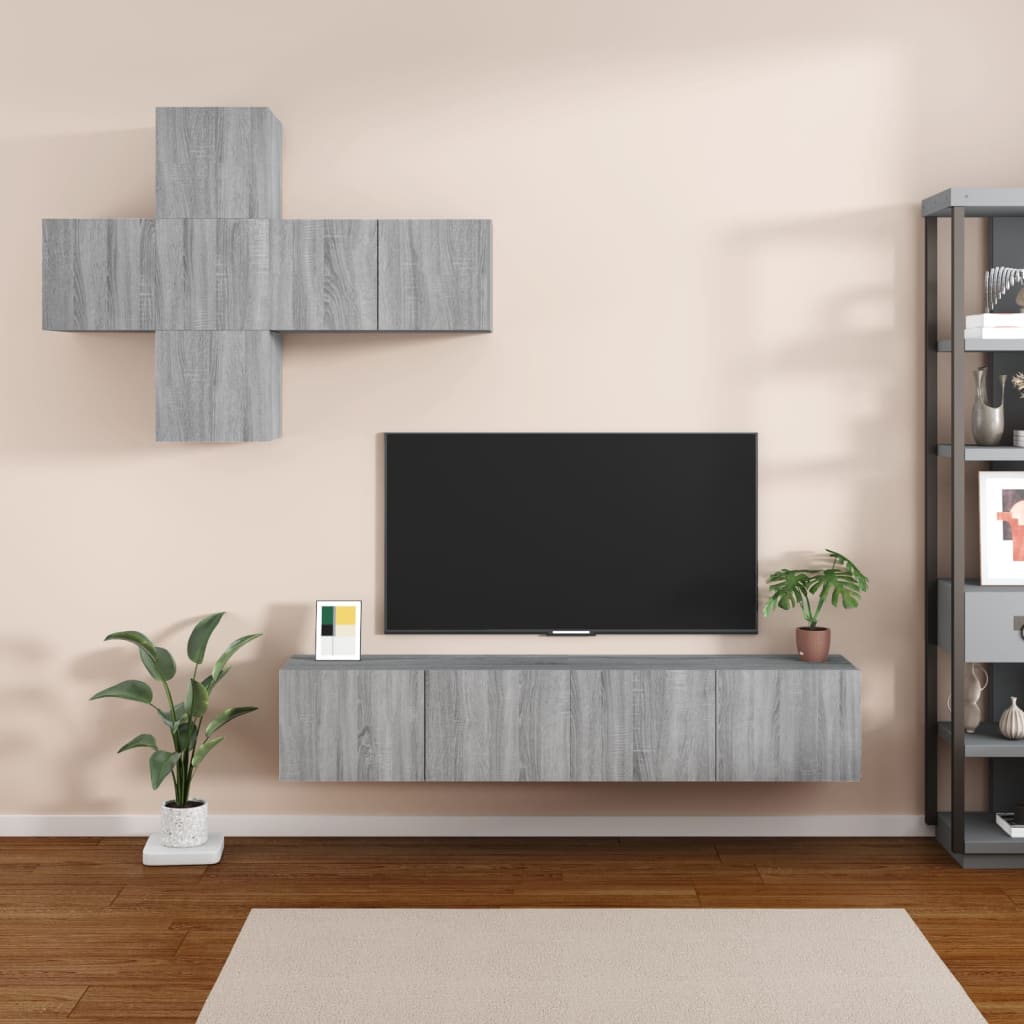 7 Piece Tv Cabinet Set Engineered Wood